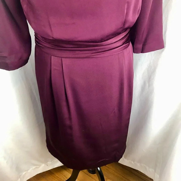 Banana Republic Tall Wrap Dress Plum Burgundy Jewel Tone 3/4 Sleeve Size 10 - Picture 11 of 12